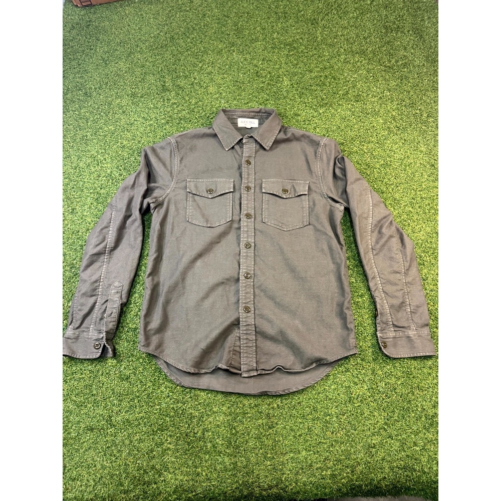Alex Mill Utility Shirt Mens Small‎ Gray Patch Pockets Long Sleeve Button-Up